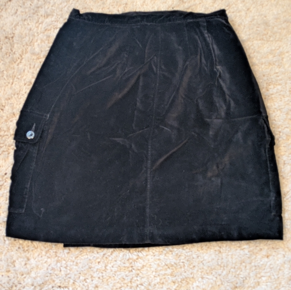 Vintage Eddie Bauer Black Velvet Wrap Cargo Skirt Size 12 - Picture 3 of 8
